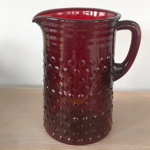 Vintage Anchor Hocking Hobnail Ruby Pitcher